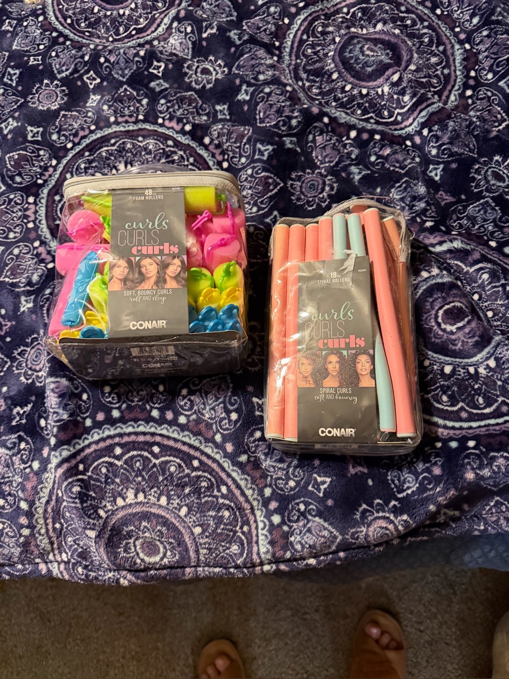 Pink & Light Blue Foam Hair Curlers - Soft Spiral Curls